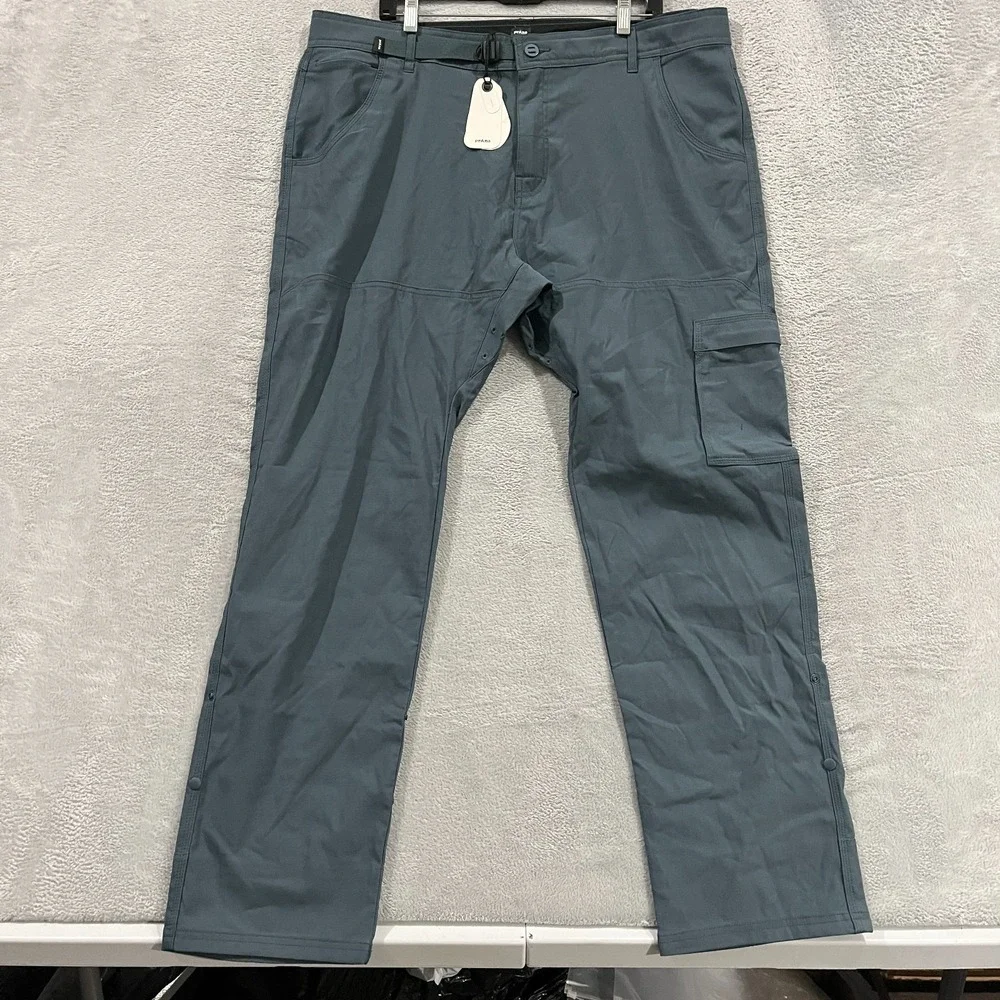 prAna Stretch Zion Slim Pant II Men's 40x32 Grey Blue Roll Up Hiking Gorpcore